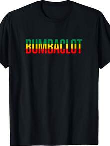 Bumbaclot Jamaican Reggae Graphic T-Shirt - Soft And Breathable Unisex Retro T-Shirt With BUMBACLOT Lettering And Colors (Green/Yellow/Red/Gold), Lightweight Crew Neck, Short Sleeve, Regular Fit, Casual T-Shirt For Men And Women, Sizes S-XXXL, Cotton T-Shirt - 黑色 - 查看 7