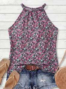 Camiseta de tirantes de algodón de unicolor y versátil para mujer, adecuada para primavera y verano - Morado - Ver 1