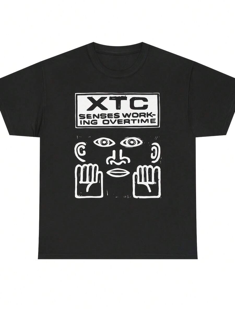 XTC Rock Music Print T-Shirt For Men And Women, Soft, Essential For Casual Street Wear In All Seasons, Versatile Style For Everyday Wear, Affordable And Perfect Gift For Fans And Friends. With A Crisp, Streamlined Cut, This Garment Creates A Clean And Vibrant Look. Its Relaxed Yet Flattering Silhouette Suits All Body Types, Offering A Style That Is Both Casual And With A Touch Of Elegance. - 黑色 - 查看 1
