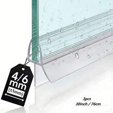 3条30英寸淋浴屏密封条，适用于0.16~0.24英寸的缝隙，可适配最大0.9英寸的直缝玻璃，透明淋浴密封条替换装 - Colourless_3pcs - 查看 9