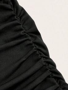 plisada de unicolor con cola de pez para mujer - Negro - Ver 4