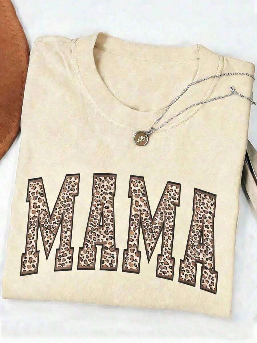 Leopard Print T-Shirt For Mom, Mother's Day Gift, Mom T-Shirt, Vintage Mom T-Shirt, Gift For Mom, Mom T-Shirt, Leopard Print Mom T-Shirt, Leopard Print Mom T-Shirt, Mother's Day Gift, Mom T-Shirt, Vintage Mom T-Shirt, Gift For Mom, Mom T-Shirt, Women's Leopard Print T-Shirt - 黃色 - 查看 1
