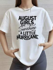 Frase que celebra a las mujeres nacidas en agosto mostrando su mezcla de dulzura y fuerza camiseta de mujer con estampado motivacional moderna y cómoda para verano - Blanco - Ver 1