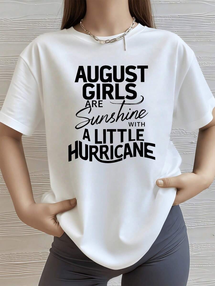 Frase que celebra a las mujeres nacidas en agosto mostrando su mezcla de dulzura y fuerza camiseta de mujer con estampado motivacional moderna y cómoda para verano - Blanco - Ver 1