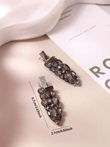 1pc Gun Black High-End Design Pearl & Rhinestone Invisible Hair Clip, Side Bangs Clip For Daily Casual Elegant Look - Gun Black - View 2
