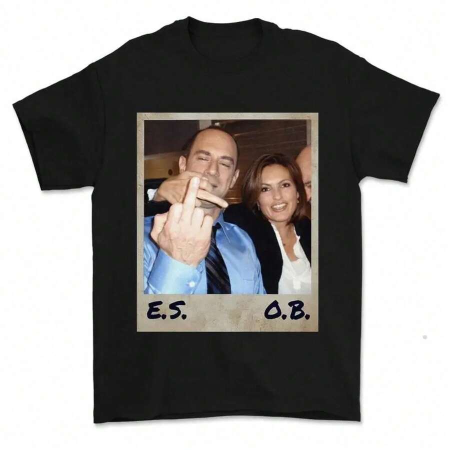 Camiseta de Elliot Stabler y Olivia Benson, Camiseta de Law And Order, Camiseta Vintage de Elliot y Olivia Svu, Camiseta de Algodón con Cuello Redondo, Regalo Casual, Camiseta Gráfica JAWT - Negro - Ver 1