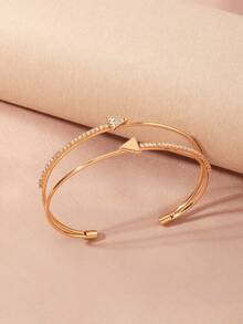 NAIZHU Brazalete cuff con diseño triángulo con diamante de imitación - Amarillo Oro - Ver 3