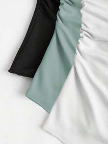 Top tubo asimétrico con volantes sexy  para mujeres - Verde - Ver 4