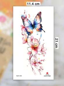 2 Sheets Big Size Body Art Temporary Tattoo Stickers For Women, Colorful Flower And Butterfly Mixed Pattern, Waterproof Fake Tattoo, Lasts 2-5 Days, Covering Scars, Can Be Used On Arms Wrist Shoulders Legs Waist Neck Hand Chest Thighs Finger Ankle, Suitable For Parties, Gifts, Vacations, Body Decoration - Multicolor - View 6