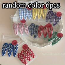 6pcs/Set Random Wavy Plaid Hair Clips, Y2K Polka Dot Hair Clips, Suitable For Bangs, Fashion Versatile, Great Daily Use Gift,Hair Claws,Bobby Pin - Multicolor - View 8