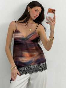 Top de tirantes de mujer con encaje y bajo asimétrico - Multicolor - Ver 5