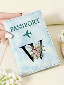 1pc A-Z 26 Letters Fashionable Letter Print Stylish Burgundy Passport Cover, Premium PU Leather Passport Wallet With Multi-Card Pockets For Credit Cards, Boarding Passes, And IDs, Compact And Portable Travel Essentials Organizer For Women, Men - Pink - View 86
