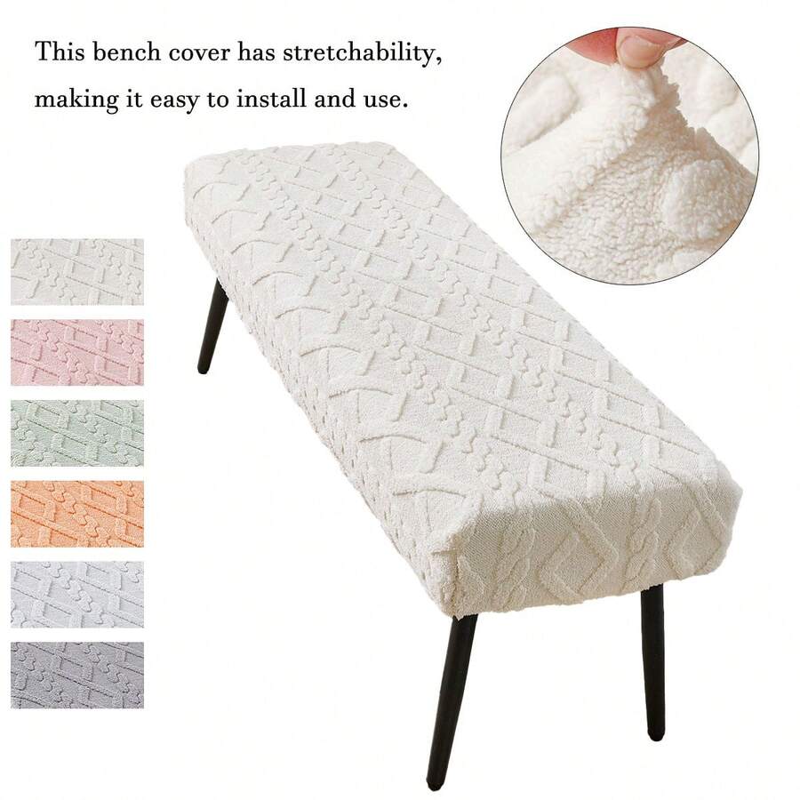 Soft Fleece Bench Seat Cover, Elastic Full Wrap Bench Slipcover For Home, Leisure Bench Cover - Multicolor - View 1