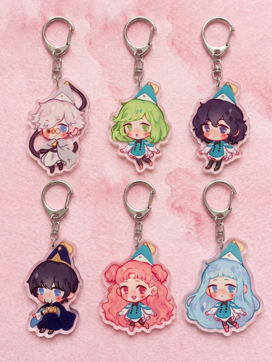1pc/6pcs Witch Hat Atelier Keyring Packs, Backpack Decoration For Back To School, Fans Gift Christmas New Year, Anniversary, Party Favors, Daily Use - Multicolor - View 1