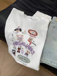 Camiseta de manga corta de algodón puro para mujer, estilo casual juvenil, versátil, holgada, talla grande, estilo vintage urbano, unisex, de algodón, con cuello redondo, para verano. blusas.blusas casuales para dama. - Blanco - Ver 2