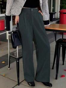 Tailored Wide Leg Trousers - 深灰色 - 查看 4