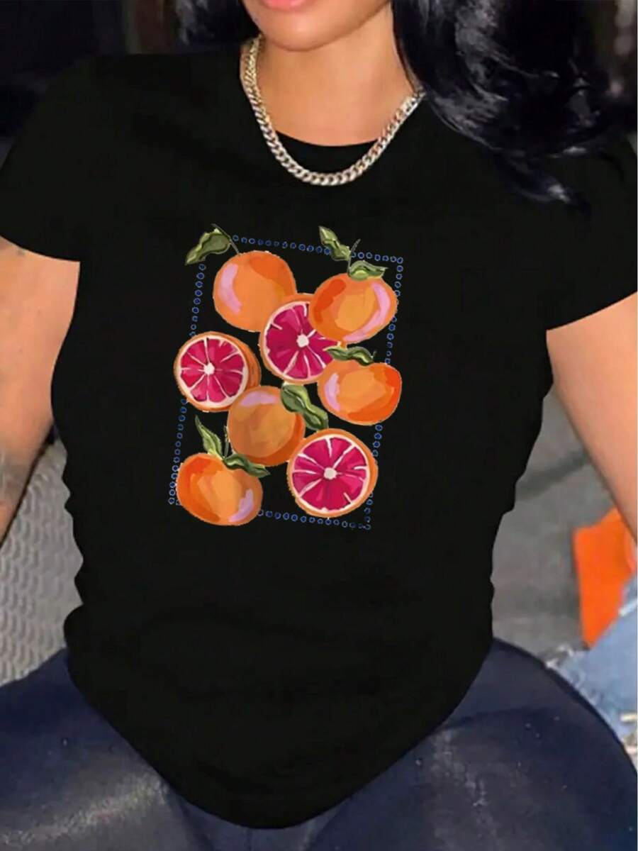 Women's T-Shirt, Comfortable Round Neck, Casual Short Sleeves, Soft And Breathable Top, Women's T-Shirt, Street Style Fabric Spring/Summer - Unisex Cotton Loose Short Sleeve Round Neck Vintage Style T-Shirt. - 黑色 - 查看 1