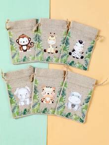 6入叢林動物抽繩袋 束口小袋 禮品包裝袋 包裝用品 生日派對用品 兒童生日禮物 派對小禮物 零食收納袋 糖果袋 派對袋填充物 嬰兒洗禮 1歲生日 家庭生日佈置 叢林主題派對 - 叢林動物 - 查看 10