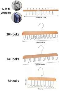 1 Pack Belt Hanger For Closet, Wooden Tie Rack Hangers For Men With , Space Saving Belt Organizer, Closet Storage For Belts, Bras, Scarves, Tank Tops - View 5