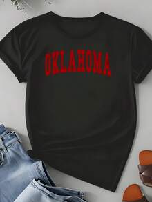T Shirt Oklahoma State University Logo Print College Spirit Wear For Casual Outfits And Game Day Events 220g - màu đen - Xem 3