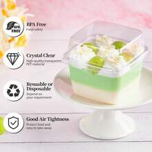 300Pcs Square Clear Disposable Dessert Cups With Lids Spoons & Forks, 10oz 12oz Leak Proof Stackable Plastic Food Containers, Transparent Mousse Pudding Ice Cream Fruit Snack Cups For Party Wedding Birthday Banquet Home Use - B10-9 - View 11