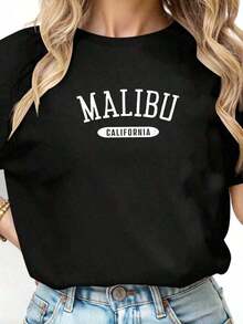 Classic Style T-Shirt Malibu, California, CA - Black - View 3