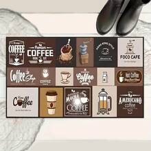 1 pieza Alfombra de cocina con patrón de collage de café vintage, alfombra decorativa para fiestas, alfombra antifatiga y absorbente para la cocina, el pasillo, el baño y la lavandería - Multicolor - Ver 8