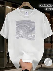 Nueva camiseta de manga corta para mujer de 180g,% algodón - Camiseta casual versátil con estampado de verano para hombre - Camiseta con estampado de verano para parejas - Unisex - Regalo para vacaciones - Azul marino - Ver 6