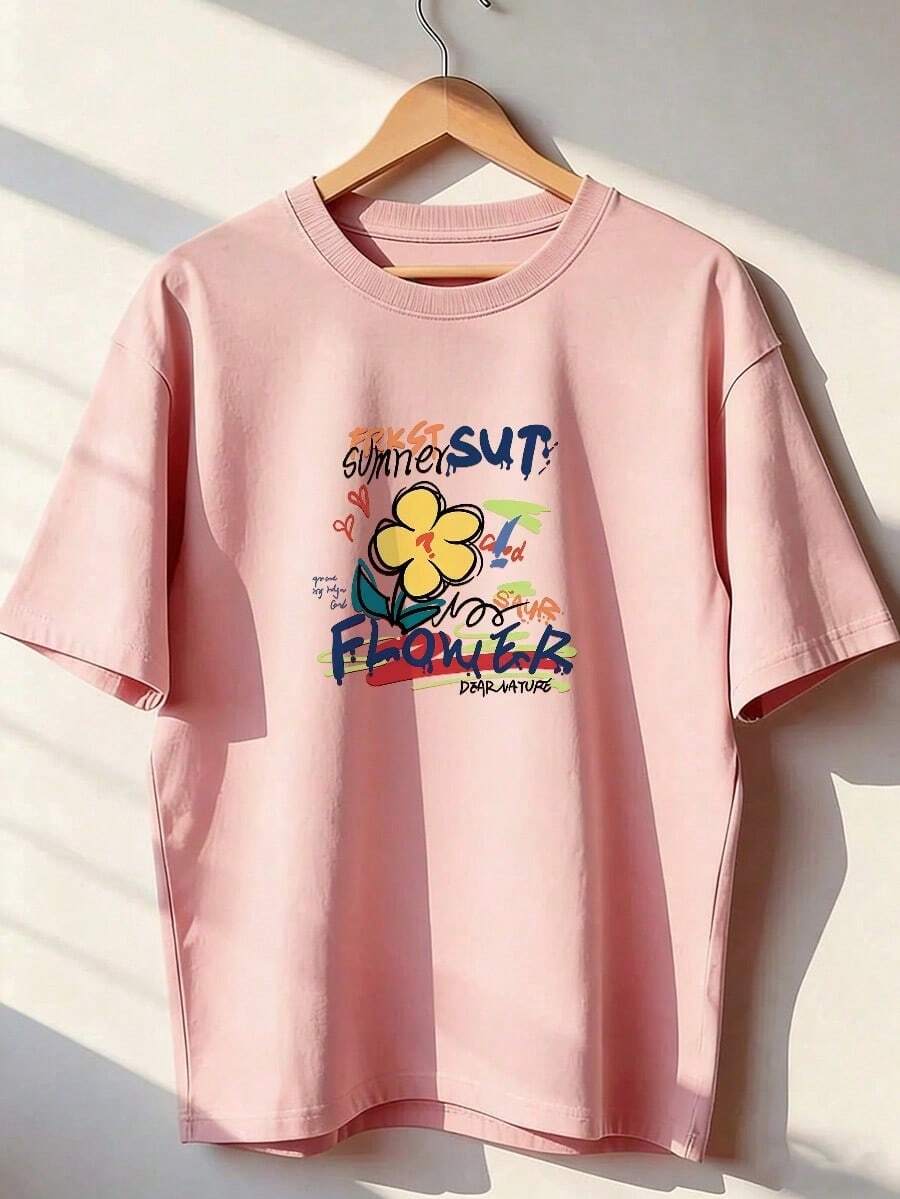 Stylish Short-Sleeve T-Shirt For Youth And Summer, Fashionable Short-Sleeve T-Shirt For Spring And Summer 2026, Made In Mexico, 180 Grams. Cartoon Print, Couple Design, Suitable For Indoor Or Outdoor Wear. Crew Neck, Unisex, Ideal For The Office And Leisure. One-Pack. - PK-P631577SLNDXZGY517 - 查看 1