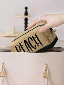 女款海灘托特包套組，附「BEACH」字母藝術圖案，包含大容量托特包、黑色時尚眼鏡、海灘帽、2個化妝包、1個輕量可重複使用購物袋及迷你錢包 - 彩色 - 查看 15