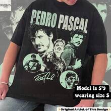 Oversized Vintage Pedro Pascal T-Shirt, Retro Pedro Pascal Fan T-Shirt, Pedro Pascal T-Shirt, Gift For Pedro Pascal Fans, Retro Pedro T-Shirt, Tribute T-Shirt To The Actor, Fashion. - 黑色 - 查看 5