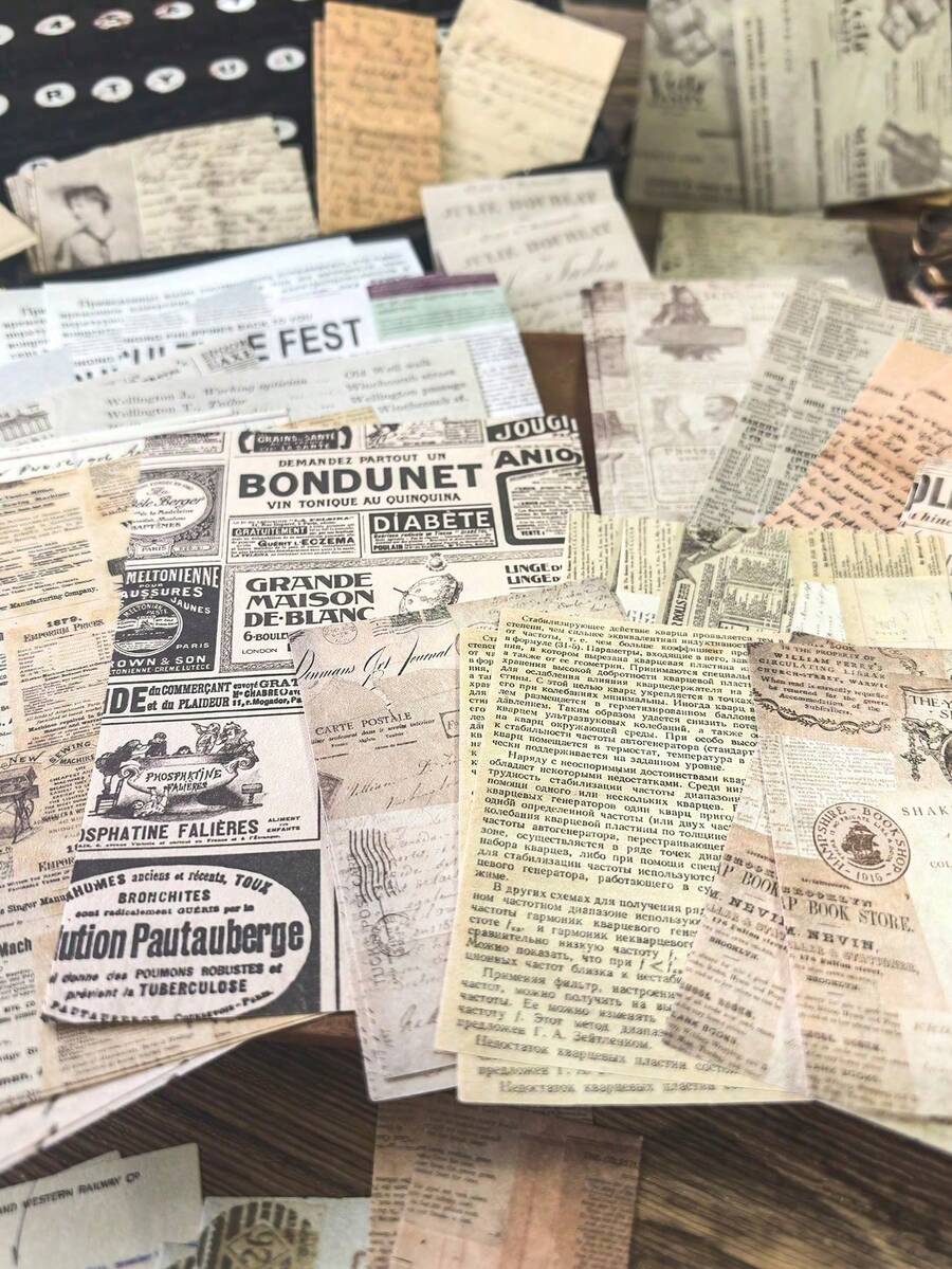 100 lembar/paket Kertas Dekoratif Bergambar Koran Vintage dengan Latar Belakang Huruf Inggris - BQ961-Koran pagi pagi - View 1