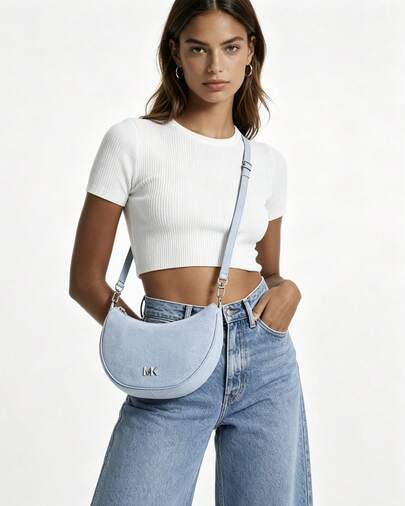 Michael Kors MK Kyla Logo Pattern Hobo Bag For Women Shoulder Purses With Adjustable Strap Crossbody Bag