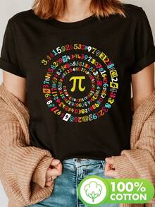 Women's T-Shirt For Spring And Summer - 黑色 - 查看 1