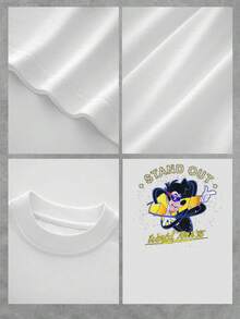 Colorful Graphic With Cartoon Character Pointing Forward And Stand Out World Tour 95 Text Conveying Positive Energy And A Spirit Of Confidence. Women's T-Shirt With A Modern Cut And Soft Fabric, Ideal For Everyday Wear. - 白色 - 查看 4