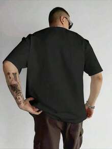 Kurzarm-T-Shirt für Herren, lockere Passform, Aufdruck "GOD'S ART ON DISPLAY", individuell gestaltbares Grafik-T-Shirt für Herren – Lässige und stylische Sommer-T-Shirts - Schwarz - Übersicht 3