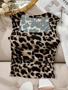 Camiseta ajustada con cuello cuadrado acolchado para mujer, primavera/verano - Multicolor - Ver 4