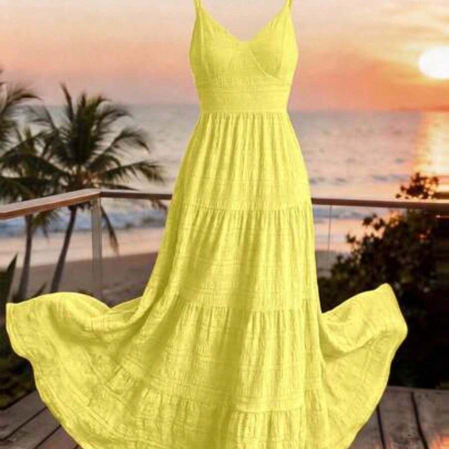 Holidaya New Vintage Floral Birthday Wedding Multi-Layer Patchwork Cute Bow Tie Dress For Women - Amarillo - Ver 1