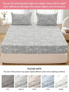 1pc Floral Print Ultra-Soft Fitted Bedsheet - Mattress Protector Only, Machine Washable, Suitable For Farmhouse, Fresh, And Ins Styles, Elevate Bedroom Fashion Ambiance, Multiple Sizes (King/Queen/Full/Twin) Fit For Home/Dorm/Apartment/Guest Room/Vacation Rental And Gifts - Multicolor - View 9