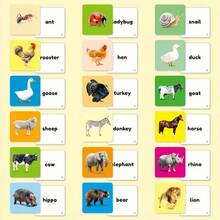 54pcs/Box English Animal Word Learning Flash Cards, 54 Different Small Animal Images With Corresponding Word Learning, Rounded Card Design For Hands, Great Choice For Parent-Child Interaction - Green - View 9