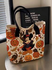 開學季 Disney 可愛卡通史迪奇圖案印花托特包，適合女性日常購物與聚會，休閒托特包 - 彩色 - 查看 11