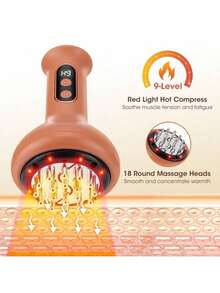 Massaggiatore elettrico per il rilassamento muscolare, dispositivo per massaggio della pelle e strumento per massaggio muscolare, massaggiatore Gua Sha vibrante e riscaldante, adatto per gambe, braccia, fianchi, muscoli e vita, capacità della batteria 1200mAh, perfetto per regali, vacanze e uso domestico - Multicolore - Visualizzare 4
