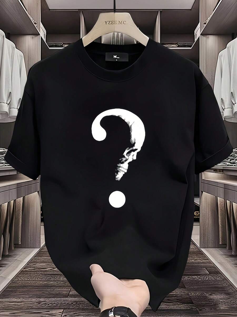 New Women's Short-Sleeved T-Shirt, 180g, 100% Cotton - Versatile Casual T-Shirt With Summer Print For Men - Summer Print T-Shirt For Couples - Unisex - Holiday Gift - 黑色 - 查看 1