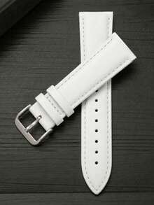 1件 18mm/20mm/22mm 經典白色PU皮革錶帶，適用於 Galaxy Watch 7/6/5/4 (40mm/44mm)，優雅極簡日常佩戴，時尚智慧手錶錶帶，手錶配件， Watch GT5 4 3 2 Pro替換腕帶，時尚智慧手錶錶帶，極簡時尚腕帶 - 白色 - 查看 2