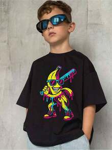 NuevascamisetasCamiseta infantil 2026, camiseta negra con estampado de plátano y murciélago, camiseta casual de cuello redondo para niños y niñas, lavable a máquina, adecuada para primavera, verano y otoño. Adecuado para Pascua, Día de la Independencia y Día de Acción de Gracias, RetroY2K,Dulceniña,Camisademangacortaparahombre,productosdeanimejaponés,conjuntosparapadresehijos,SanValentín,Camisetademujerdealgodónpuro,Camisetainformalnegradecuelloredondoparahombrecamisasparaniños,ropaparaniñas,conjuntosdechicasdetelevisión,conjuntosajuegoparamadreehija - Negro - Ver 6