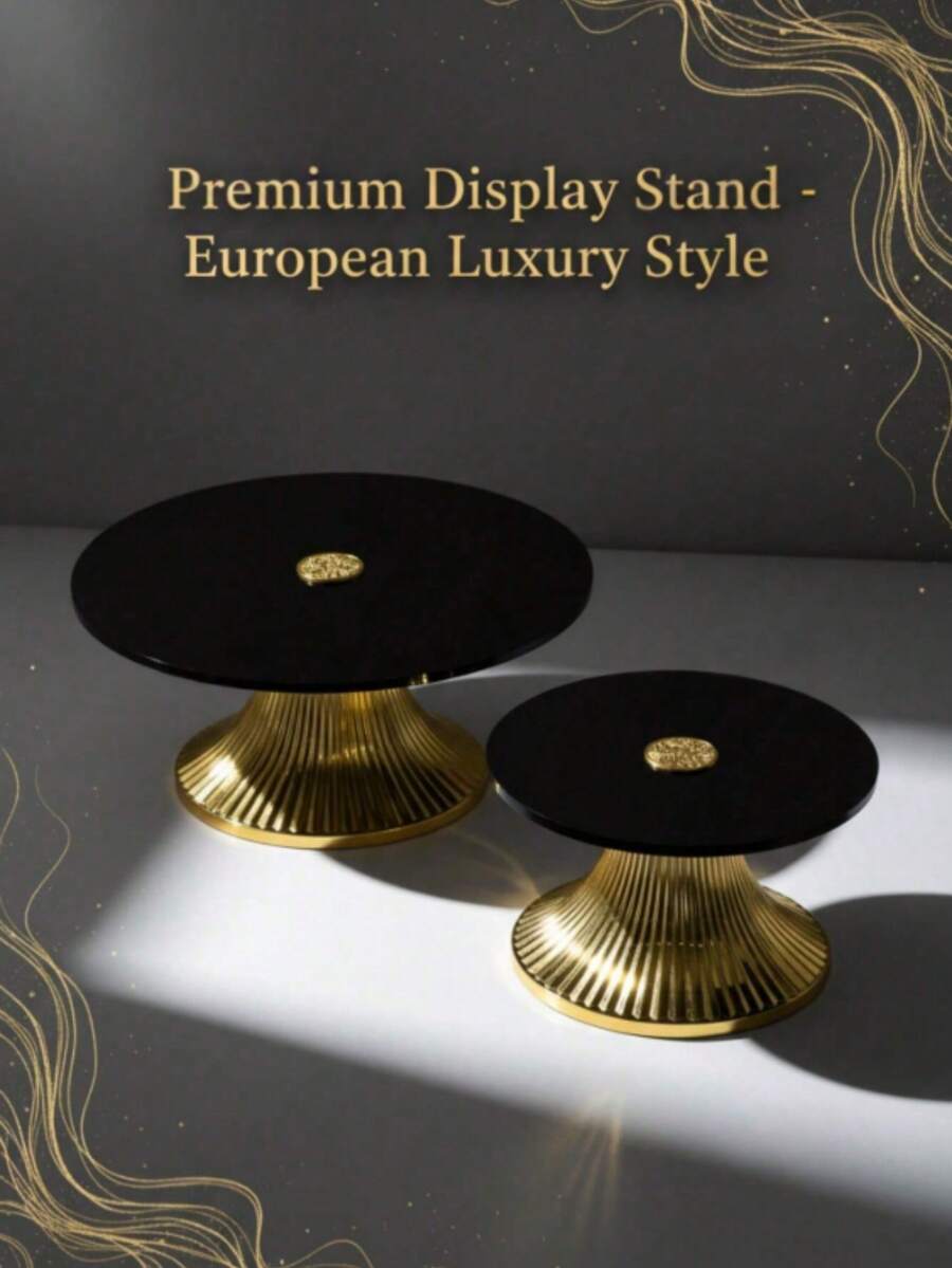 1pc Tiered Cake Stand, Suitable For Wedding, Dessert Table, Snack Tray, Birthday Party, Gold Cake Stand, Buffet Display Rack - Black - View 1