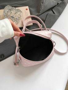 1 buah Tas Tangan Dekorasi Motif Polkadot Warna Solid Musim Panas Baru, Bahan PU Berbintik Lucu Modis dengan Aksesori Liontin Bintang, Tas Selempang, Dompet Ponsel Mini Ringan Multifungsi, Cocok untuk Penggunaan Sehari-hari dan Bepergian - Berwarna merah muda - View 8