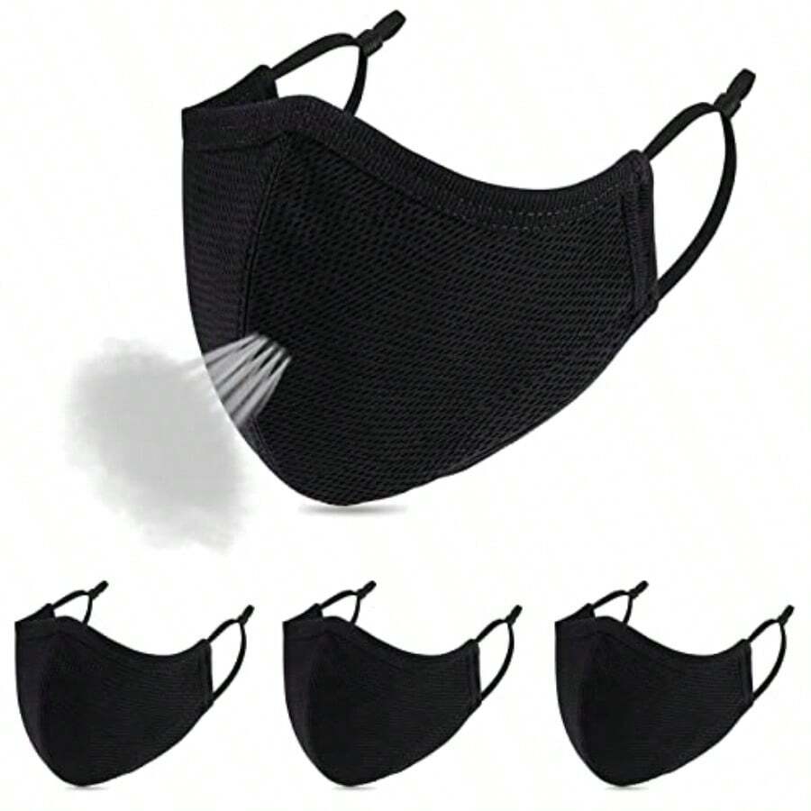 MaskCloth Reusable Face Masks Adjustable Ear Loops Travel Masks Breathable Adult Masks Washable For Men Women - Black - View 1