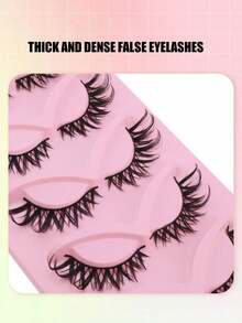 5 Pairs Fox-Inspired Wet-Look Flared Winged Fluffy Curled DD Curl Wispy Lightweight False Eyelashes, European And American Style Big Eyes - View 6