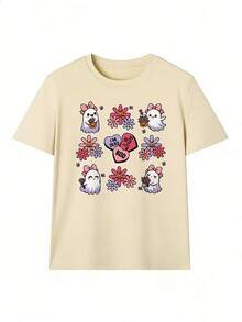 Cute And Kawaii Style Short-Sleeve T-Shirt, Fashionable Short-Sleeve T-Shirt For Spring And Summer 2026, Made In Mexico, 180 Grams. Cartoon Print, Couple Design, Suitable For Indoor Or Outdoor Wear. Crew Neck, Unisex, Ideal For Office And Leisure. One-Piece Pack. - APR-P631577SLNDXZGY560 - 查看 2